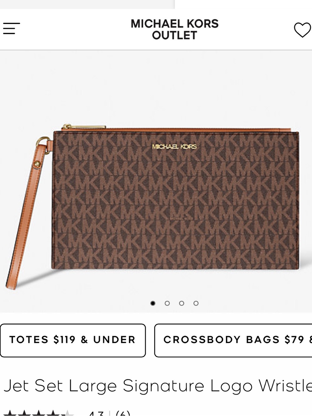 Michael Kors Brown Signature MK Logo Wristlet with Tan Strap